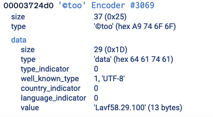 FFmpeg MP4 @too metadata item