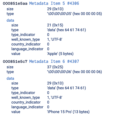 iPhone MP4 Metadata Item