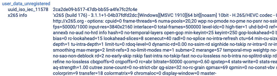 x265 user data unregistered SEI